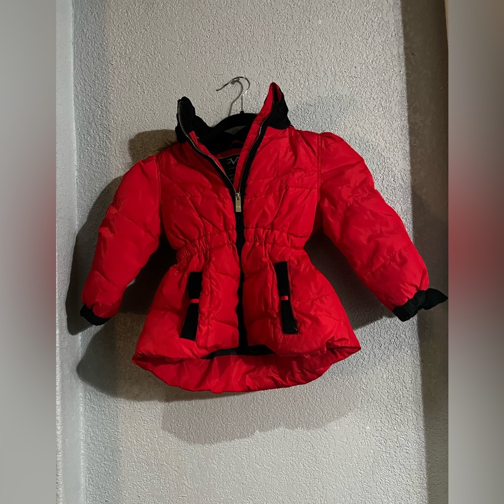 EUC Red VERSACE 19-69 ABBIGLIAMENTO FAUX FUR TRIM HOOD SPORTIVO JACKET Size 5